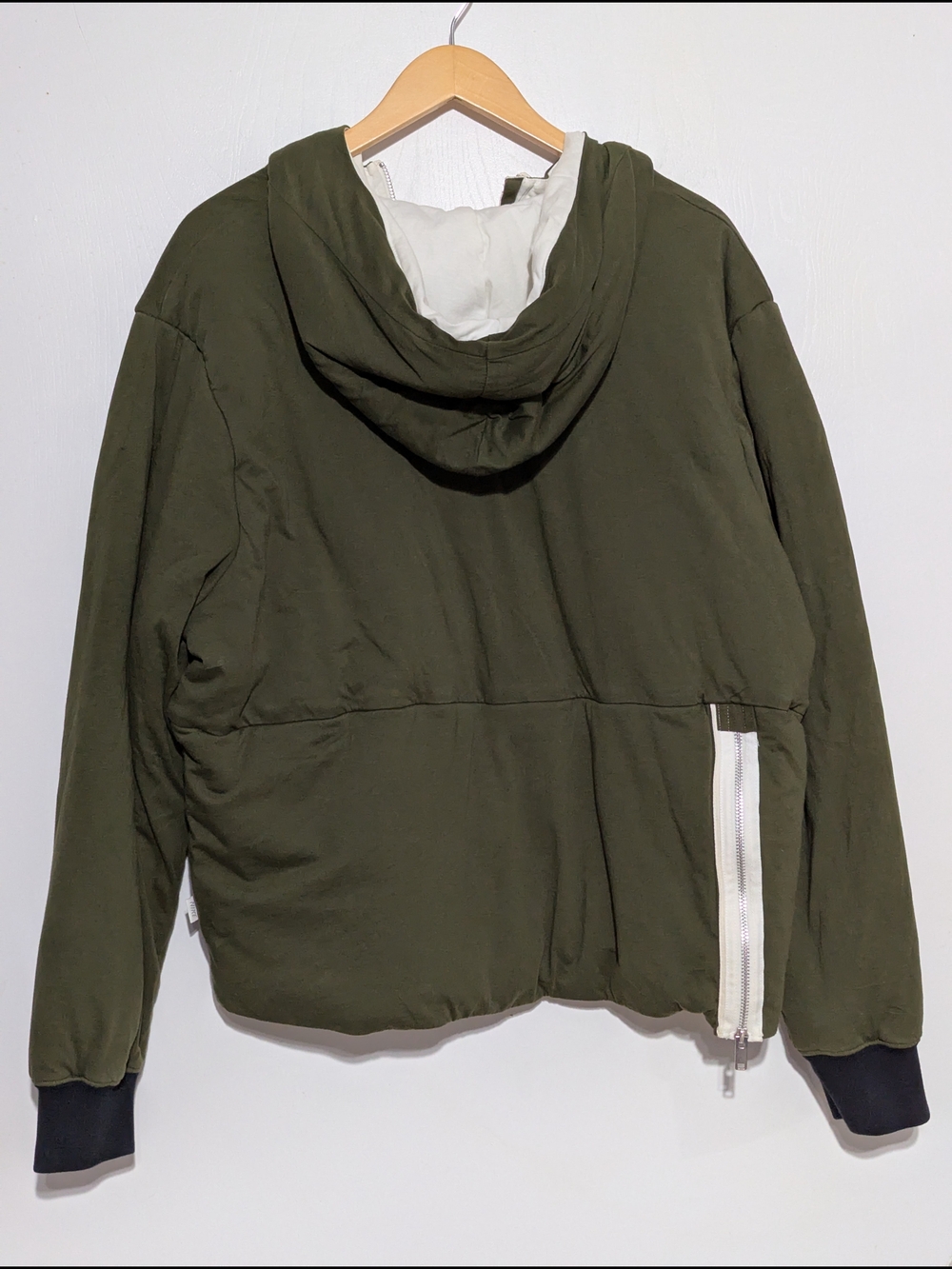 Nike Olive Green Hooded Half-Zip Puffer Jacket with Contrast Trim - Picture 3 of 7